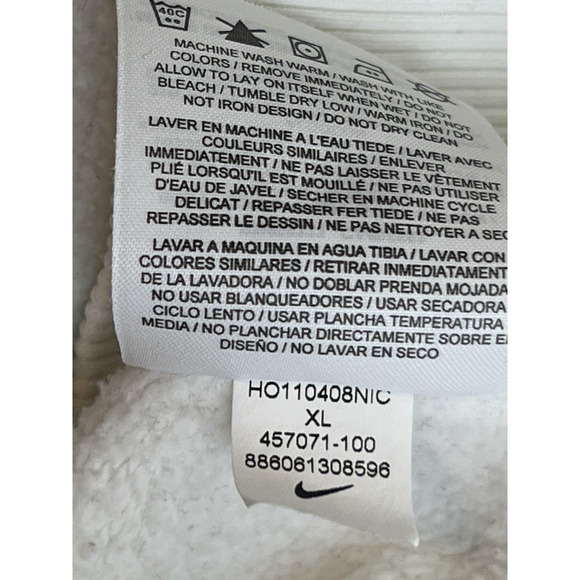 Nike Hoodie Men XL White Blue Distressed Logo Athletic Pullover Fleece Sports - Picture 10 of 11